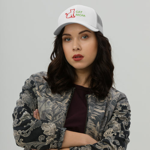 BaseCap weiss front getragen Dame CatMom