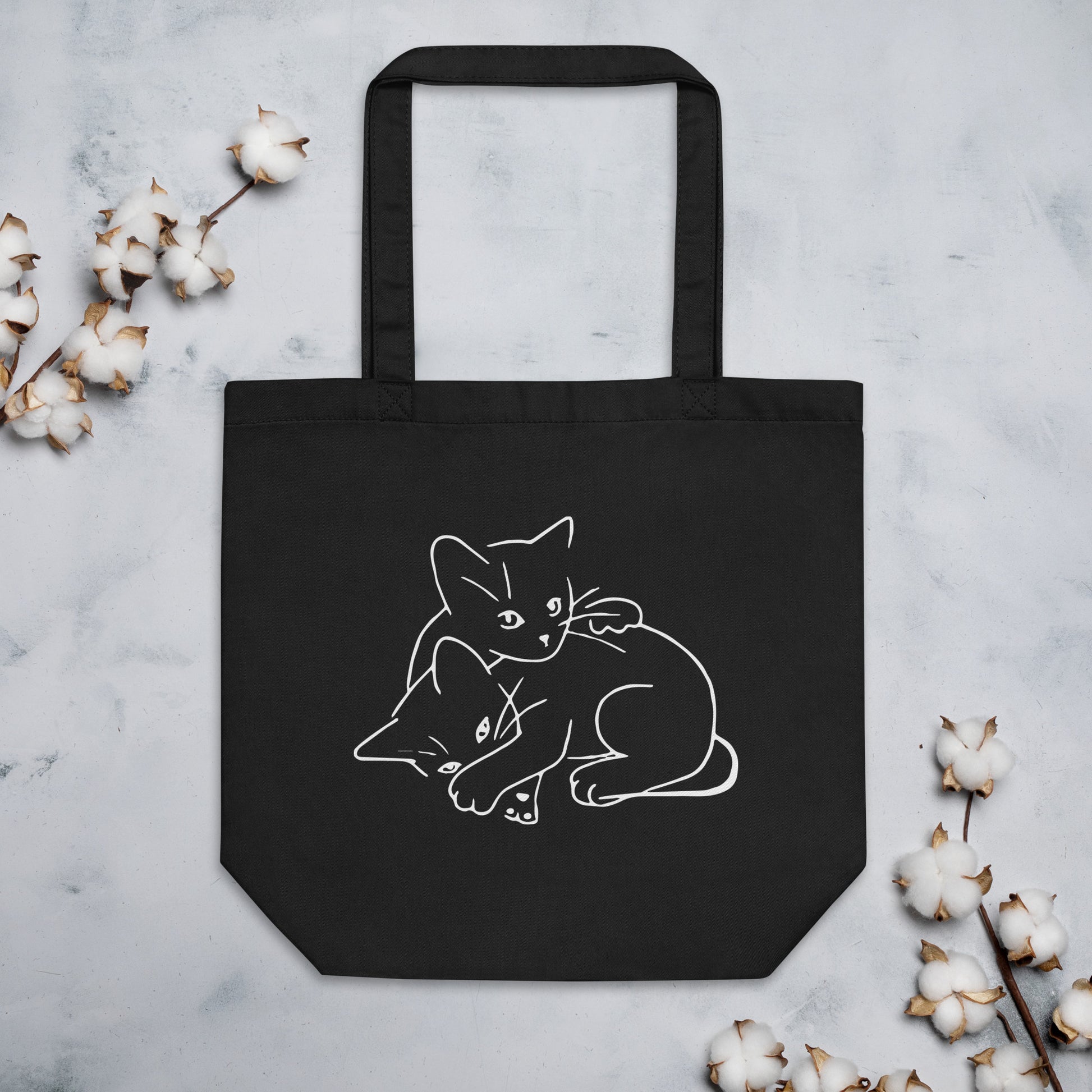 Baumwolltaschen_oyster-schwarz_Kaetzchen_front_