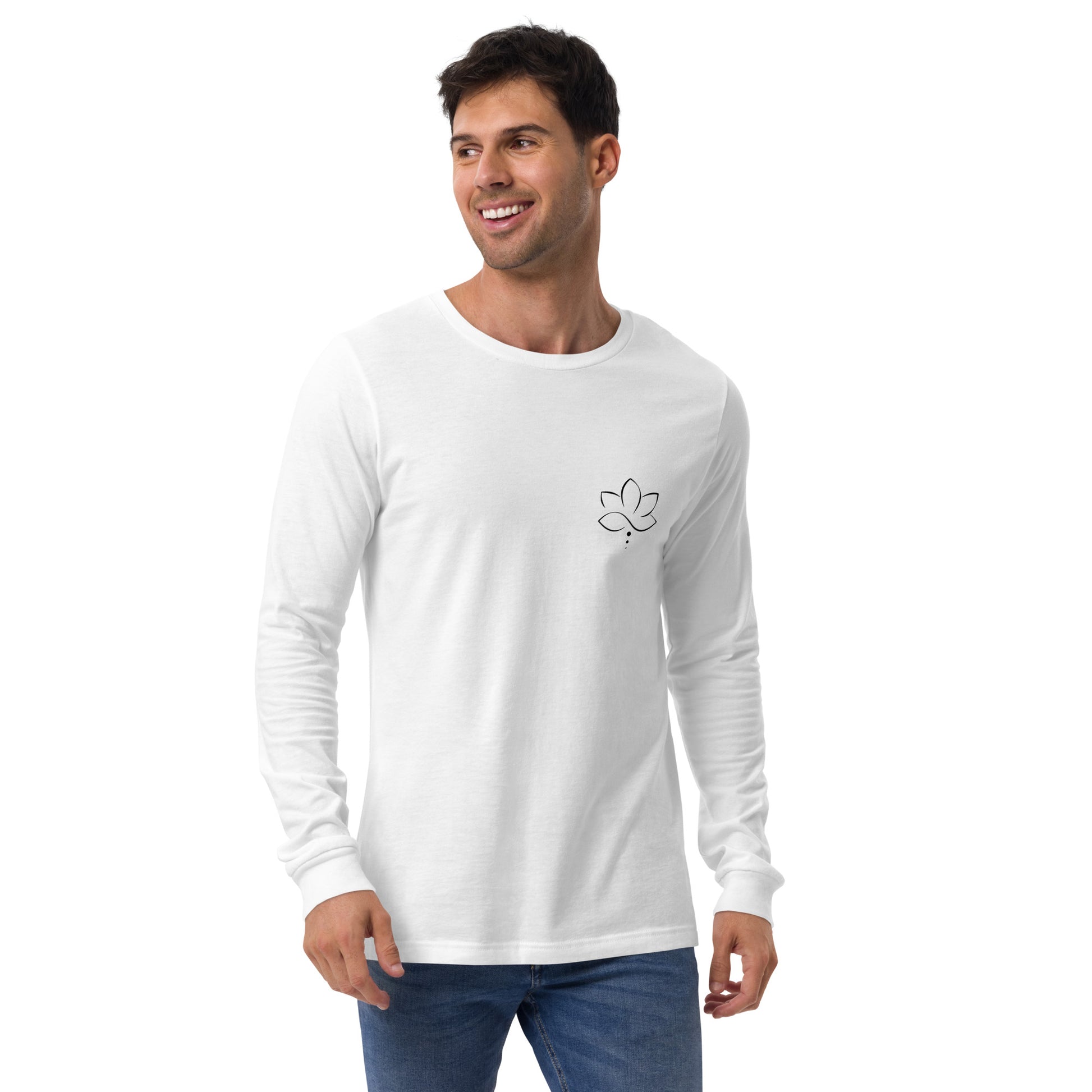 Shirt weiss Lotus, getragen von einem Mann