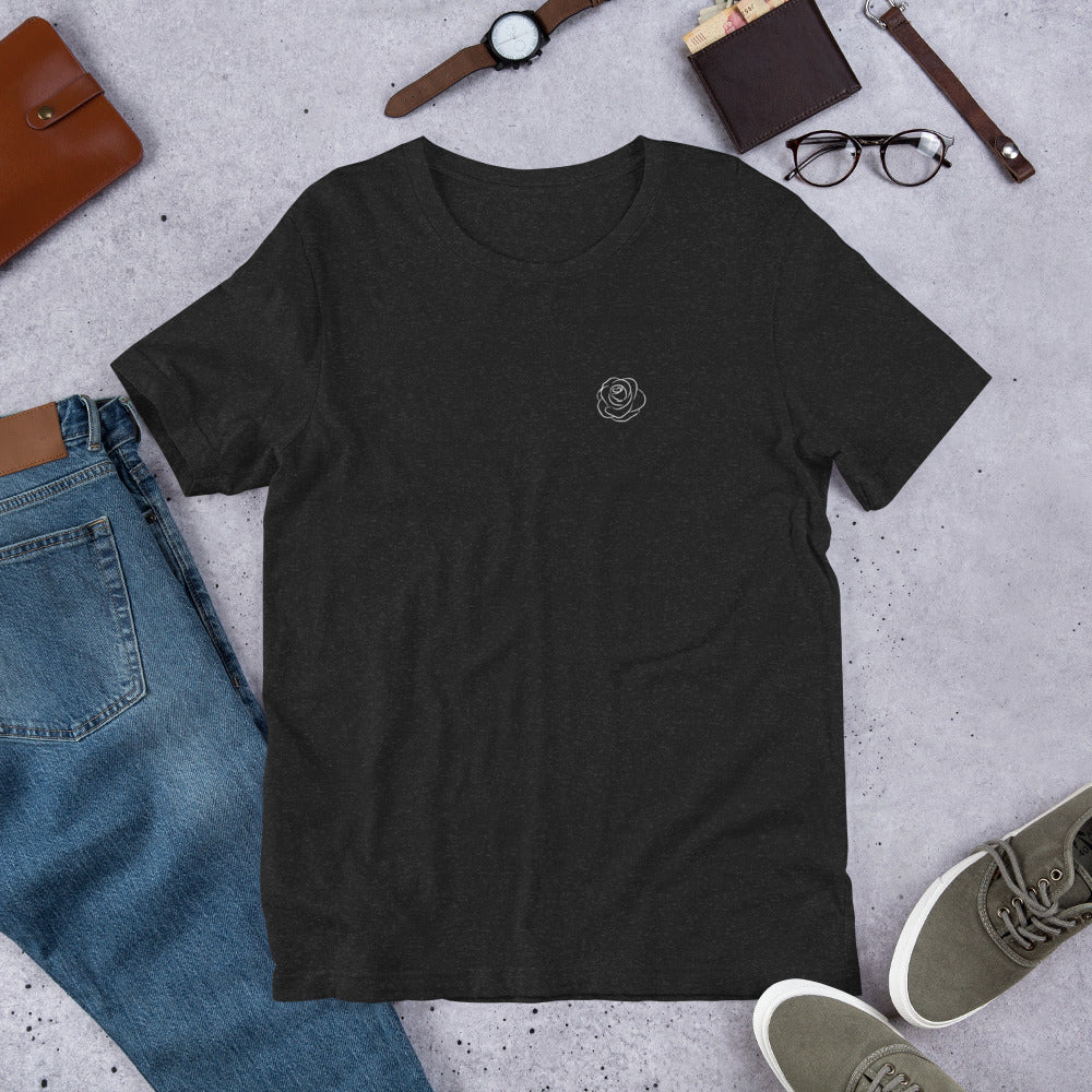 T-Shirt Rosen Grafik schwarz, Produkt Mockup