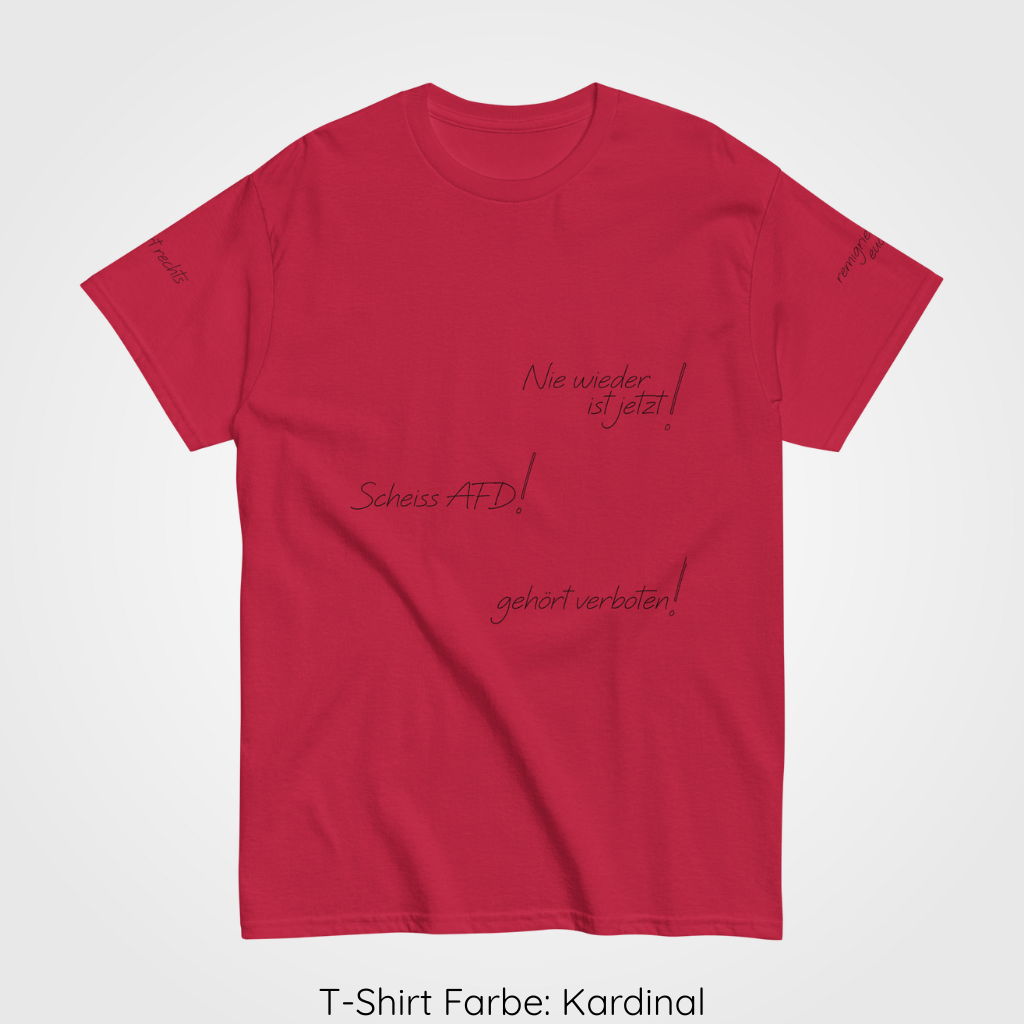 tshirt Kardinal _niewiederistjetzt_front_niewiederistjetzt, Product mockup