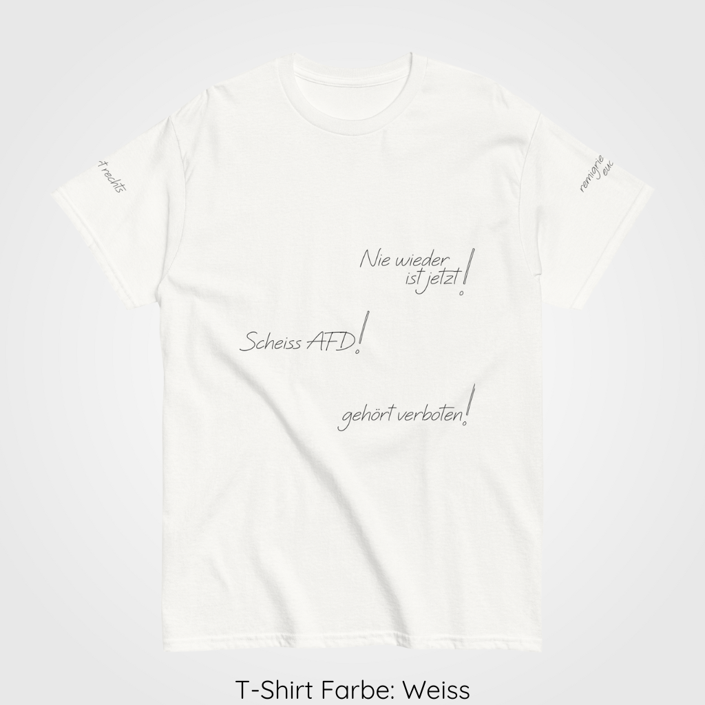 tshirt_weiss_niewiederistjetzt_front_niewiederistjetzt, Product mockup