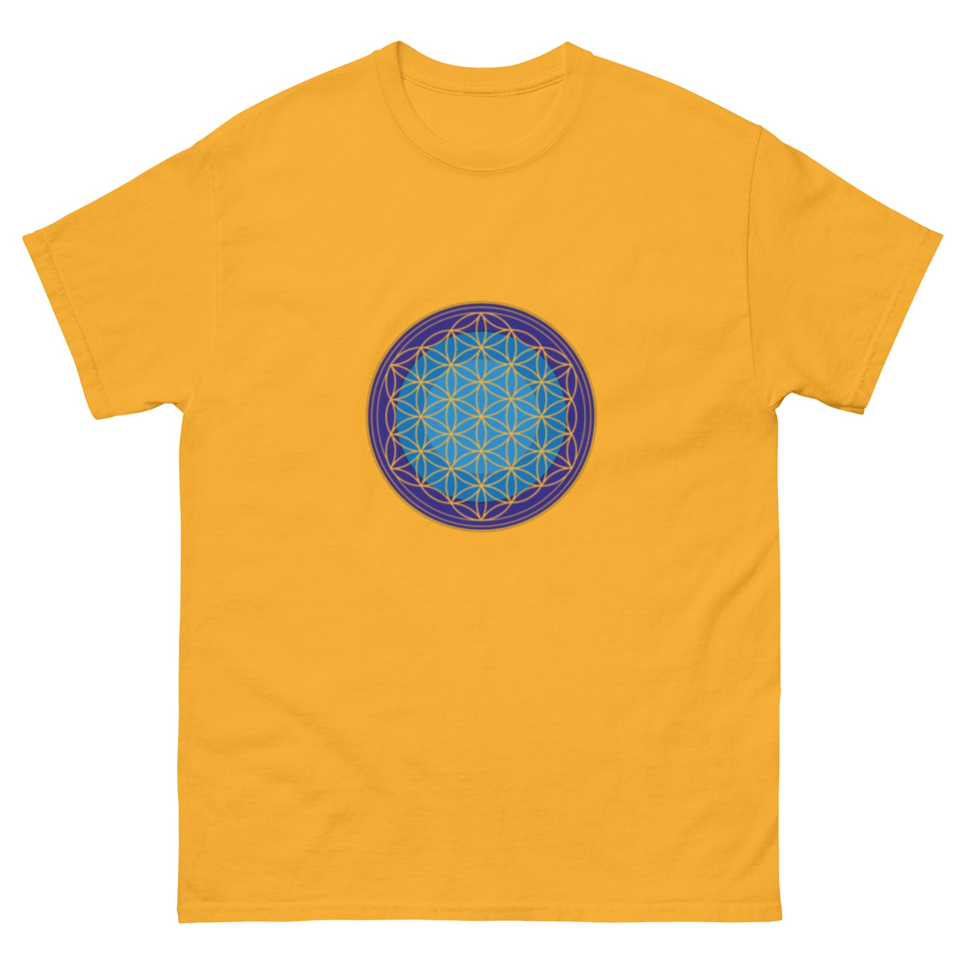 t-shirt gold Blumedeslebens, Product mockup