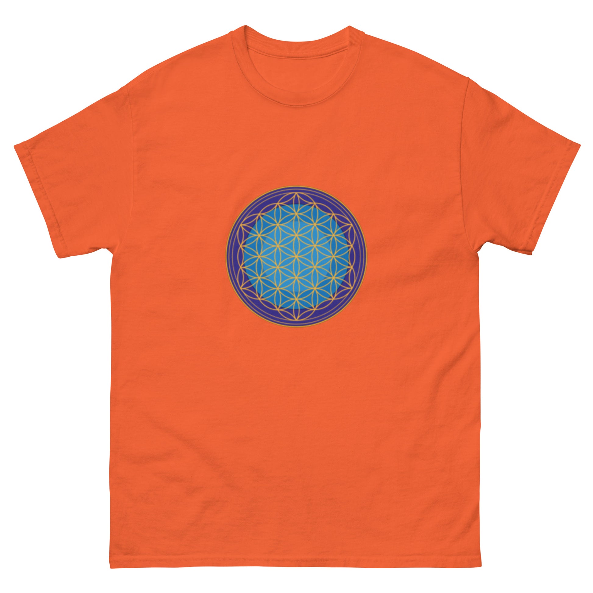 t-shirt orange Blumedeslebens, Product mockup