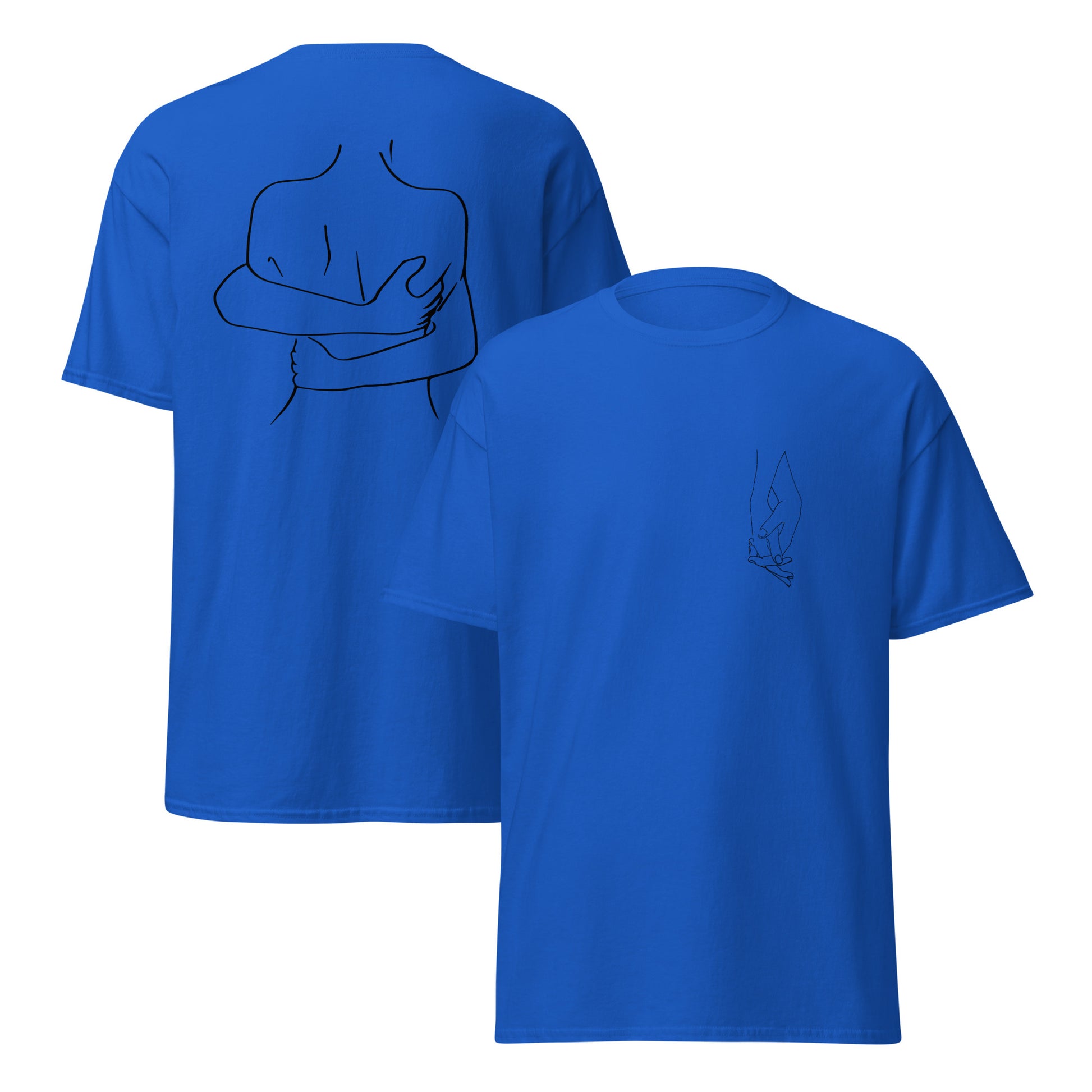 t-shirt royal Umarmung, vorne und hinten, Produkt Mockup