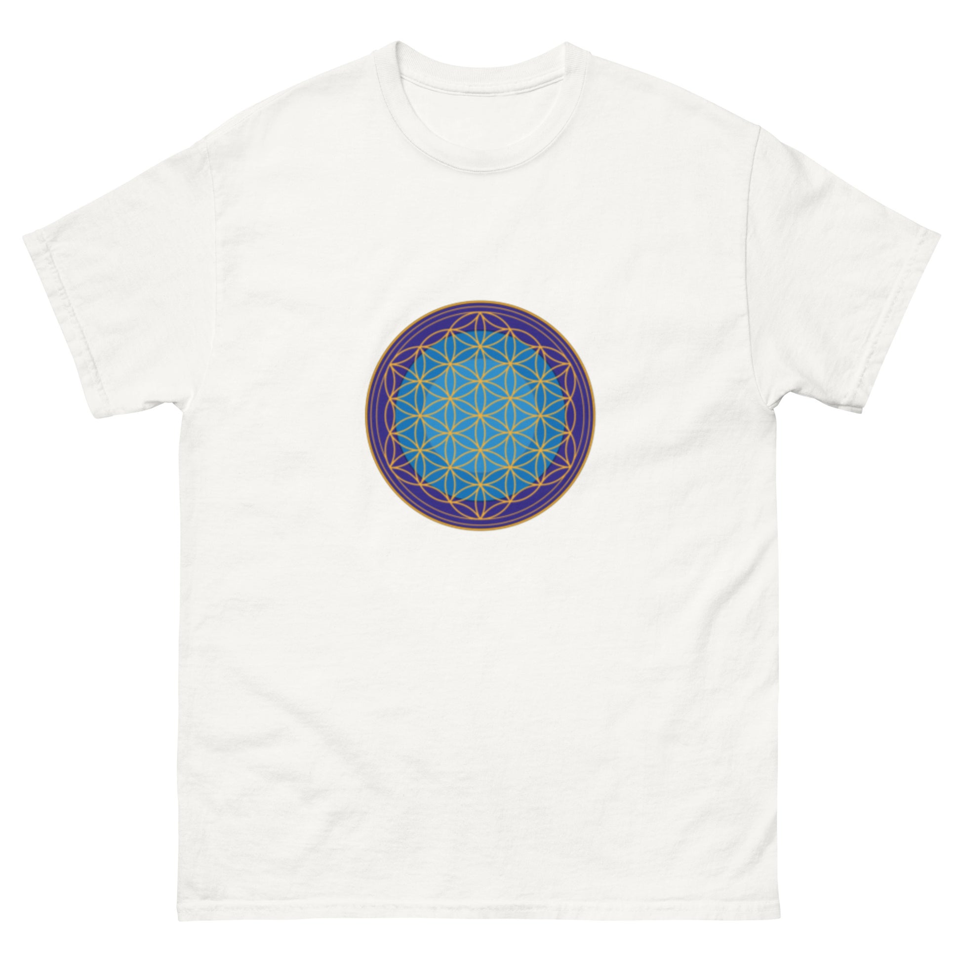 t-shirt weiss Blumedeslebens, Product mockup