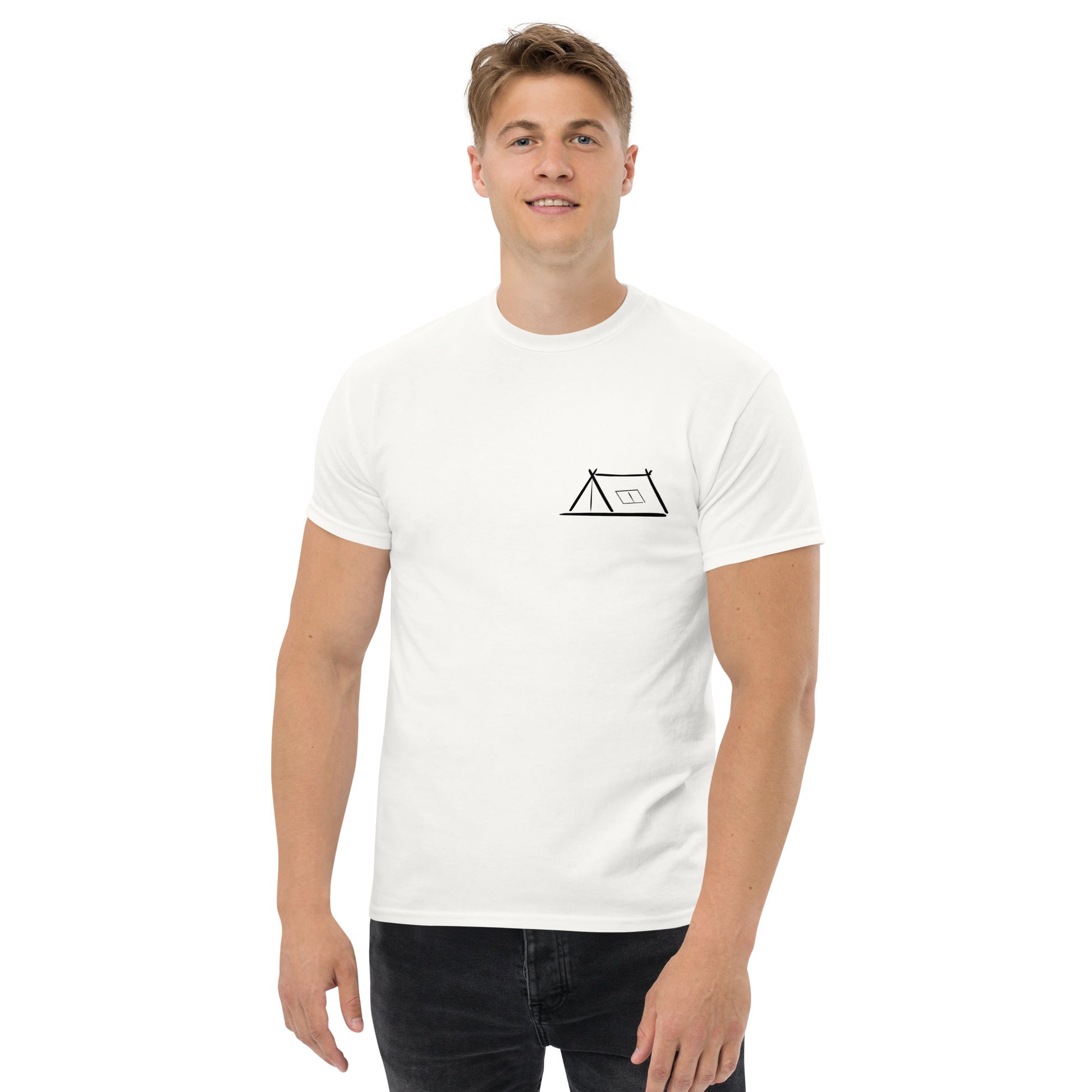 t-shirt weiss Zelt, getragen von Mann